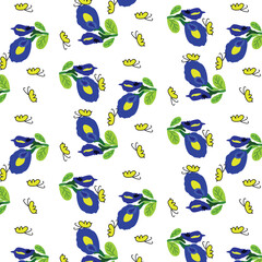 Blue butterfly floral pattern