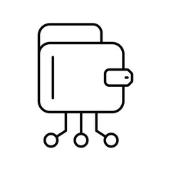 digital wallet line icon with white background vector stock illustration