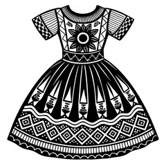 Mexican traditional clothing vector clip art silhouette illustration in white background