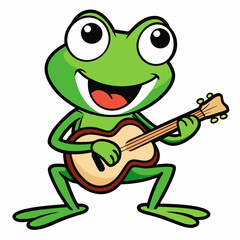 A frog playing guitar evil art vector illustration