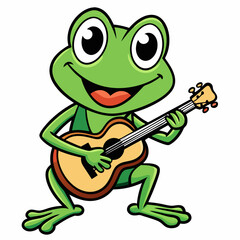 A frog playing guitar evil art vector illustration