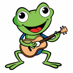 A frog playing guitar evil art vector illustration