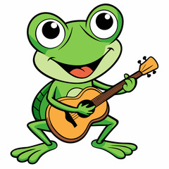 A frog playing guitar evil art vector illustration