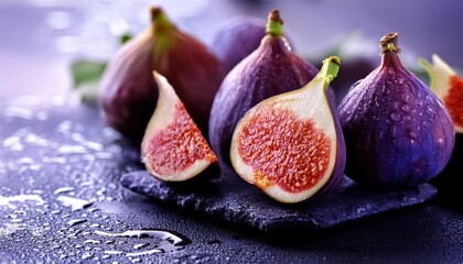 Fresh sweet juicy ripe food fig healthy raw purple fruit