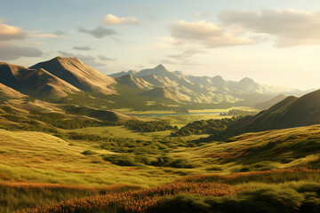 Obraz premium Grassy Scottish hills on the mountain