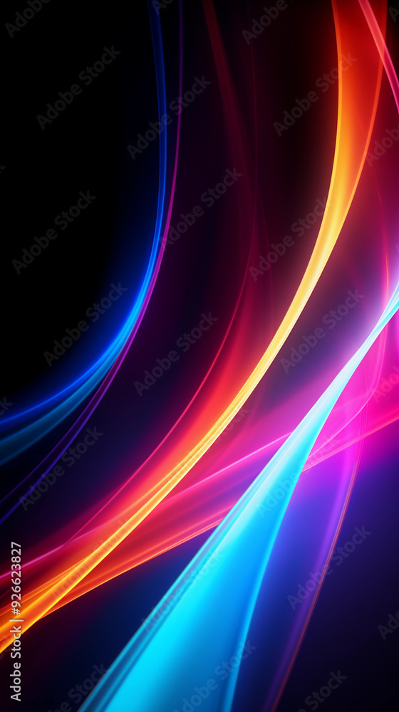 Poster a colorful, abstract image with a blue, red, and yellow line. the image is a representation of a wav