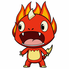 little fire demon yelling evil art vector illustration