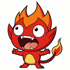 little fire demon yelling evil art vector illustration