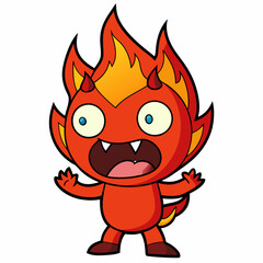 little fire demon yelling evil art vector illustration