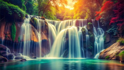 Obraz premium retro waterfall background