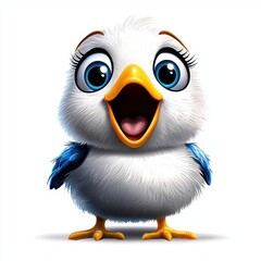 A happy baby chick chirping loudly, colorful line drawing, children's style, simple attire, clean pure white background, hand-drawn material, easy to cut out, 1:1 aspect ratio