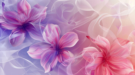 Abstract Design with Pink and Purple Flowers, Perfect for Cosmetic Product Advertising