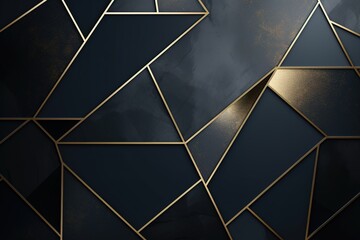 Abstract geometric black and gold background with textured details.