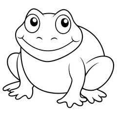 Draw a smiling toad colouring page art vector illustration