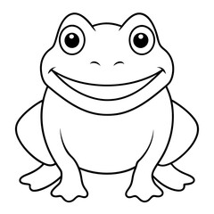 Draw a smiling toad colouring page art vector illustration