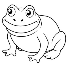 Draw a smiling toad colouring page art vector illustration