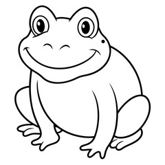 Draw a smiling toad colouring page art vector illustration