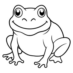 Draw a smiling toad colouring page art vector illustration