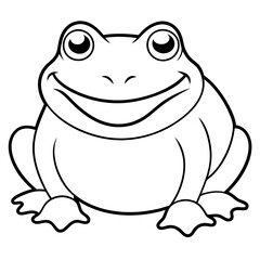 Draw a smiling toad colouring page art vector illustration