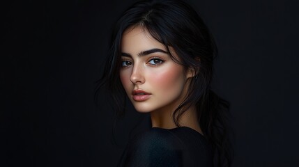 Fototapeta premium A complete view of a Turkish woman in contemporary fashion, like a stylish modern dress or tailored outfit, capturing her sophisticated and chic appearance