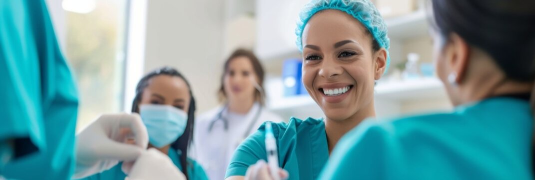 Nurse administering a vaccine to a patient