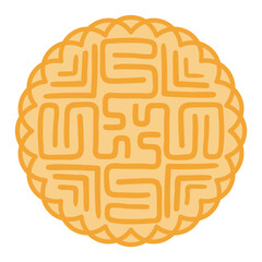 Traditional Mid Autumn Festival food mooncake illustration. Isolated vector element. Line art style design. Festive holiday clip art, card, banner, poster, decor. Chinese, Cantonese, Taiwanese cuisine