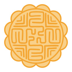 Traditional Mid Autumn Festival food mooncake illustration. Isolated vector element. Line art style design. Festive holiday clip art, card, banner, poster, decor. Chinese, Cantonese, Taiwanese cuisine