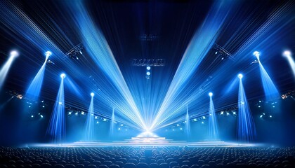 Stage concert night show spotlight blue background light scene entertainment bright party