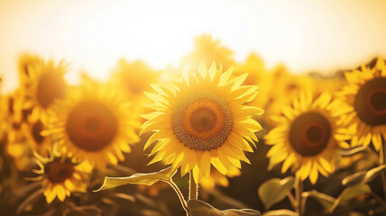 Obraz premium Golden Sunflower Field in Sunlight
