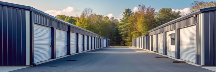 Naklejka premium Modern self-storage facility with clean