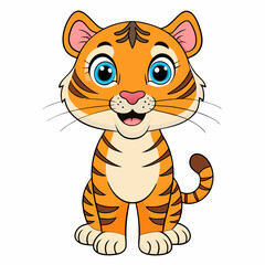 A cute tiger, art vector illustration