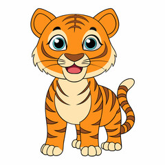 A cute tiger, art vector illustration