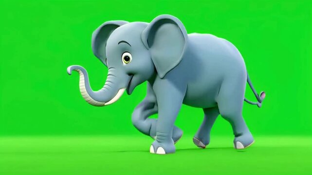 elephant cartoon on green screen 