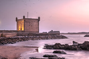 Essaouira harbour at sunset, Morocco