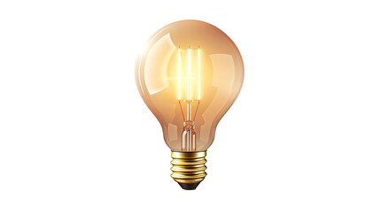 Classic light bulb with a glowing filament, detailed and realistic, isolated on a white background