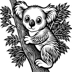 illustration koala vector black and white