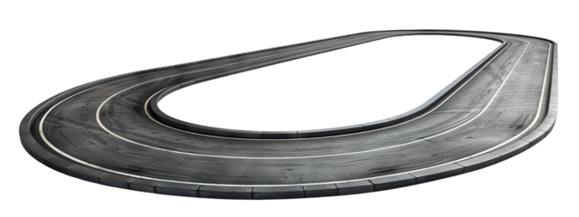 Loop race track with asphalt surface, isolated on white