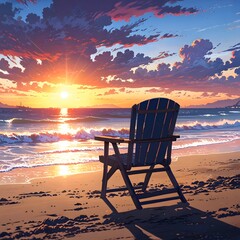 Beautiful landscape on a beach as well as superb&nbsp;chair