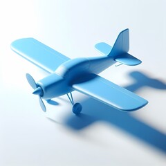 3D Render of Blue Airplane Model isolated on a white background