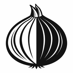 Onion with solid art vector illustration