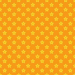 Christmas seamless texture in retro atmosphere. Pattern is formed from yellow stars on orange background.