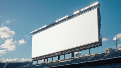 Obraz premium Blank billboard overlooking stadium seats.