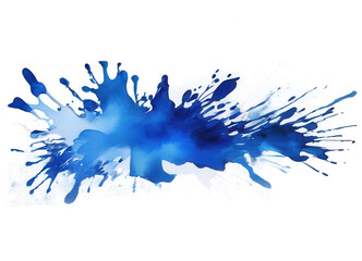 Fototapeta premium Abstract blue watercolor splash, chaotic pattern isolated on transparent background. Generative AI
