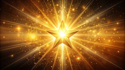 Naklejka premium A single, radiant star shines brightly at the center of a warm, golden spotlight, surrounded by a delicate, whispy aura and a soft, dark background.