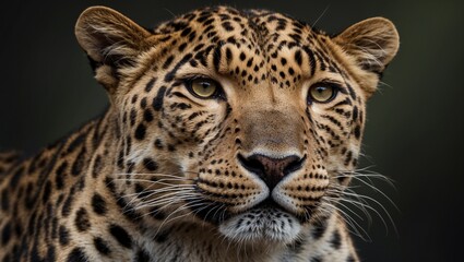 Obraz premium Close-up of a leopard with stunning detail and focus.