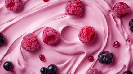 Fototapeta premium yogurt texture with berries