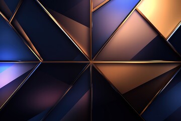 Abstract geometric pattern with gold lines and gradient colors.