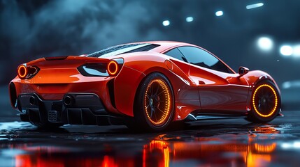 Obraz premium A realistic image of a sports car with a focus on it