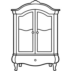 Armoire, right side view line art vector illustration