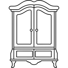 Armoire, right side view line art vector illustration